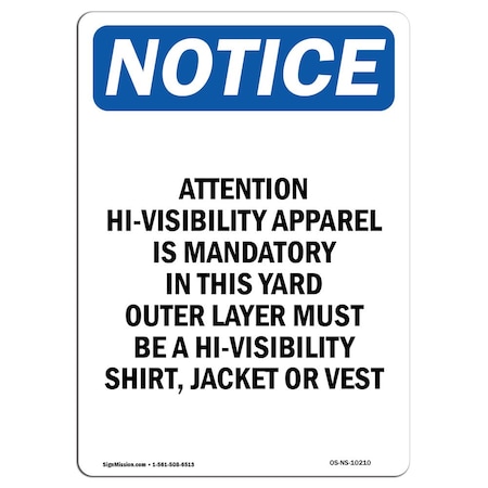 OSHA Notice, 10 Height, Rigid Plastic